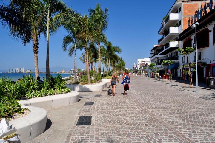 People walking near the beach